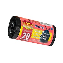 Мешки для мусора 20 л, с ручками, черные, в рулоне 30 шт., ПНД, 10 мкм, 550х440 мм, Крепак, 4607075710276 в Барнауле Мешки для мусора 20 л, с ручками, черные, в рулоне 30 шт., ПНД, 10 мкм, 550х440 мм, Крепак, 4607075710276 в Барнауле