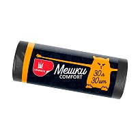 Мешки для мусора 30 л, черные, в рулоне 30 шт., ПНД, 7 мкм, 560х480 мм, Comfort, М0291 (МН 30-30ч) в Барнауле