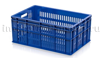 Ящик для молока, мяса, овощей и фруктов большая перфорация дно сплошное синий в Барнауле