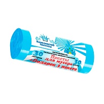 Мешки для мусора 30 л, голубые, в рулоне 30 шт. + 3 пакета в подарок, ПНД, 5 мкм, 560х480 мм, Королевство Чистоты, МК3964 (ПЭКЧ-30-30г) в Барнауле