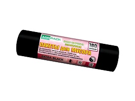 Мешки для мусора 180 л, ароматизированные, черные, в рулоне 10 шт., ПВД, 50 мкм, 1100х930 мм, EXTRA black, 18008301 в Барнауле