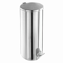 Ведро для мусора с педалью, усиленное, Титан, 30 л, кольцо под мешок, нержавеющая сталь, хром в Барнауле