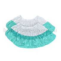 Бахилы бело-бирюзовые 1000 шт (500 пар), 48 мкм, двойная подошва, с одной резинкой, Эконом+ в Барнауле Бахилы бело-бирюзовые 1000 шт (500 пар), 48 мкм, двойная подошва, с одной резинкой, Эконом+ в Барнауле