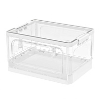 Ящик пластиковый складной прозрачный, дно белое, 490х360х280 мм, с колесиками в Барнауле