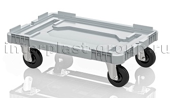 Тележка пластиковая сплошная без тормозов усиленная серая в Барнауле Тележка пластиковая сплошная без тормозов усиленная серая в Барнауле