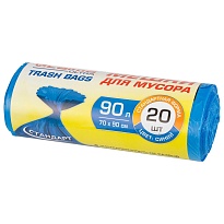 Мешки для мусора 90 л, синие, в рулоне 20 шт., ПНД, 14 мкм, 900х700 мм, LAIMA ULTRA, 607693 в Барнауле