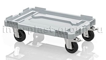 Тележка пластиковая сплошная 2 колеса с тормозом серая в Барнауле