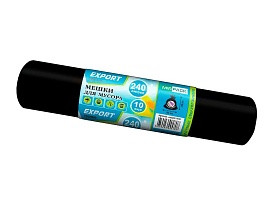 Мешки для мусора 240 л, черные, в рулоне 10 шт., ПВД 80 мкм, 1300х930 мм, EXPORT, exp 24010167 в Барнауле
