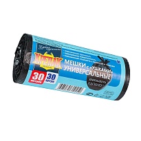Мешки для мусора 30 л, с ушками, черные, в рулоне 30 шт., ПНД, 9 мкм, 600х500 мм, Крепак, 4607075710450 в Барнауле Мешки для мусора 30 л, с ушками, черные, в рулоне 30 шт., ПНД, 9 мкм, 600х500 мм, Крепак, 4607075710450 в Барнауле