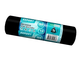 Мешки для мусора 160 л, ароматизированные, черные, в рулоне 10 шт., ПВД, 80 мкм, 1100х930 мм, EXPORT, exp16010142 в Барнауле