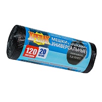 Мешки для мусора 120 л, с ушками, черные, в рулоне 20 шт., ПНД, 15 мкм, 1100х700 мм, Крепак, 4607075710368 в Барнауле Мешки для мусора 120 л, с ушками, черные, в рулоне 20 шт., ПНД, 15 мкм, 1100х700 мм, Крепак, 4607075710368 в Барнауле