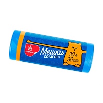 Мешки для мусора 30 л, синие, в рулоне 30 шт., ПНД, 7 мкм, 560х480 мм, Comfort, М0031 (МН 30-30с) в Барнауле