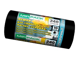 Мешки для мусора 240 л, ароматизированные, черные, в рулоне 10 шт., ПВД 70 мкм, 1300х930 мм, СТРОЙКА, S24010130 в Барнауле