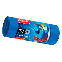 Мешки для мусора 160 л, с ушками, синие, в рулоне 10 шт., ПВД, 30 мкм, 1250х900 мм, PACLAN Multitop, 604064 в Барнауле
