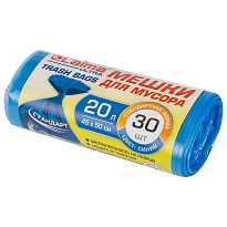 Мешки для мусора 20 л, синие, в рулоне 30 шт., ПНД, 8 мкм, 500х450 мм, LAIMA, 607682 в Барнауле