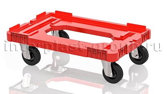 Тележка пластиковая с отверстием без тормозов красная в Барнауле