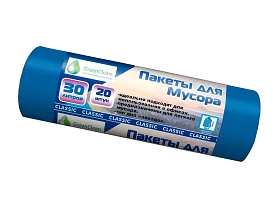 Мешки для мусора 30 л, синие, в рулоне 20 шт., ПНД, 7 мкм, 600х500 мм, MIRPACK Classik, 302041 в Барнауле