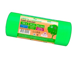 Мешки для мусора 180 л, ароматизированные, биоразлагаемые, зеленые, в рулоне 10 шт., ПВД, 40 мкм, 1300х930 мм, PURE ECOLOGY, bio1801081 в Барнауле Мешки для мусора 180 л, ароматизированные, биоразлагаемые, зеленые, в рулоне 10 шт., ПВД, 40 мкм, 1300х930 мм, PURE ECOLOGY, bio1801081 в Барнауле