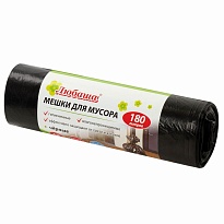 Мешки для мусора 180 л, черные, в рулоне 10 шт., ПВД, 24 мкм, 1060х800 мм, Любаша, 605336 в Барнауле Мешки для мусора 180 л, черные, в рулоне 10 шт., ПВД, 24 мкм, 1060х800 мм, Любаша, 605336 в Барнауле