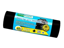 Мешки для мусора 60 л, ароматизированные, черные, в рулоне 20 шт., ПНД, 8 мкм, 800х600 мм, ХИТ, 6020867 в Барнауле