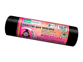 Мешки для мусора 160 л, ароматизированные, черные, в рулоне 10 шт., ПВД, 35 мкм, 1100х930 мм, PREMIUM+, 16010530 в Барнауле Мешки для мусора 160 л, ароматизированные, черные, в рулоне 10 шт., ПВД, 35 мкм, 1100х930 мм, PREMIUM+, 16010530 в Барнауле
